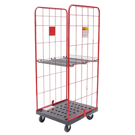 Effizient 23 in DC Cart, xenon roll-base, 2 TPR swivel casters w/brake, 2 TPR rigid casters, 1 wire shelf EF 23DCx125TP0